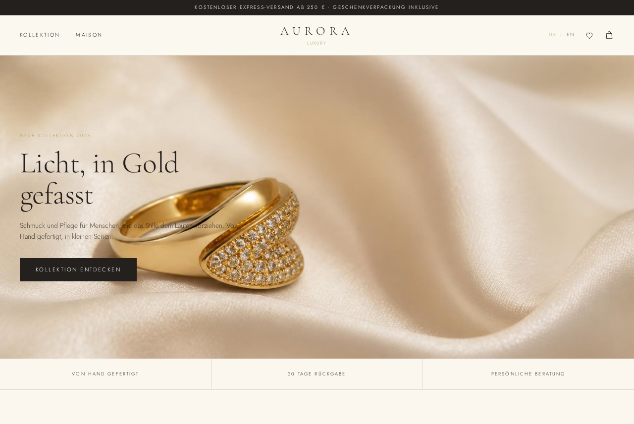 Design-Beispiel «Aurora Luxe» von Calvus Web Design
