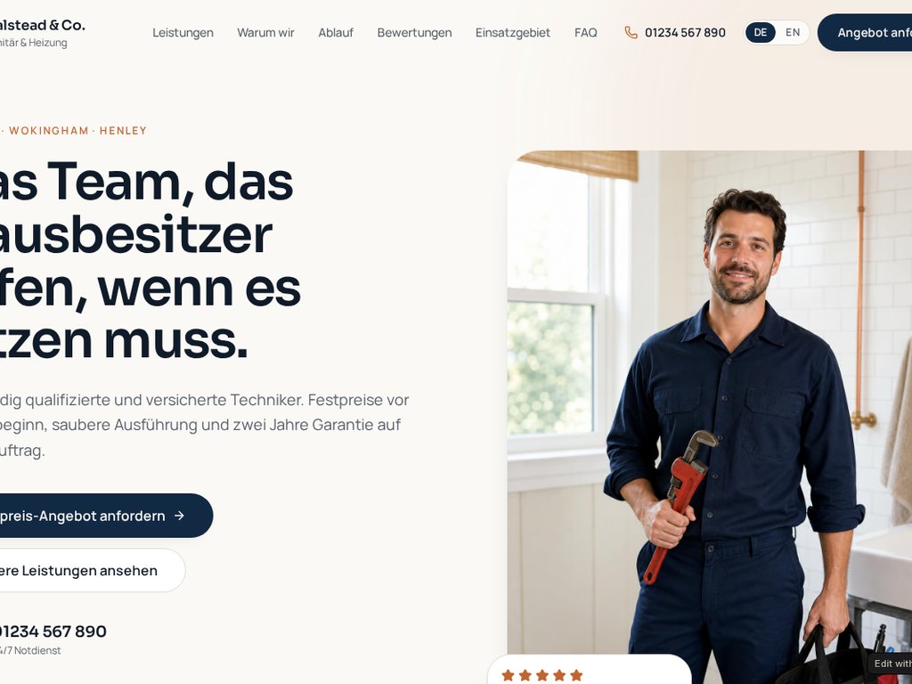 Design-Beispiel «Local Service Brilliance» von Calvus Web Design